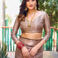 Rajwada Women's Light Brown Silk  Saree with Unstitched Blouse