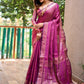 Rajwada Women's Purple Silk  Saree with unstitched Blouse
