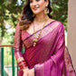 Rajwada Women's Purple Silk  Saree with unstitched Blouse