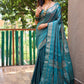 Rajwada Women's Blue Silk  Saree with unstitched Blouse