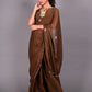 Rajwada Brown Silk Blend Embroidered Saree For Women