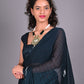 Rajwada Blue Silk Blend Embroidered Saree For Women