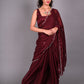 Rajwada Red Silk Blend Embroidered Saree For Women