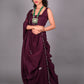 Rajwada Violet Silk Blend Embroidered Saree For Women