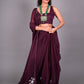 Rajwada Violet Silk Blend Embroidered Saree For Women
