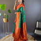 Rajwada Green Woven Design Silk Blend Saree With Unstitched Blouse For Women