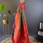 Rajwada Olive Woven Design Silk Blend Saree With Unstitched Blouse For Women