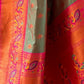 Rajwada Olive Woven Design Silk Blend Saree With Unstitched Blouse For Women