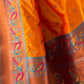 Rajwada Orange Woven Design Silk Blend Saree With Unstitched Blouse For Women