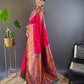 Rajwada Pink Woven Design Silk Blend Saree With Unstitched Blouse For Women