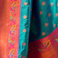 Rajwada Teal Woven Design Silk Blend Saree With Unstitched Blouse For Women