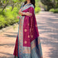 Rajwada Magenta Woven Design Soft Silk Saree With Unstitched Blouse For Women