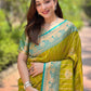 Rajwada Olive Woven Design Soft Silk Saree With Unstitched Blouse For Women