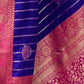 Rajwada Navy Blue Woven Design Soft Silk Saree With Unstitched Blouse For Women