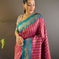 Rajwada Pink Woven Design Soft Silk Saree With Unstitched Blouse For Women