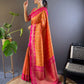 Rajwada Orange Woven Design Soft Silk Saree With Unstitched Blouse For Women