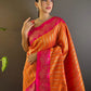 Rajwada Orange Woven Design Soft Silk Saree With Unstitched Blouse For Women