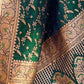 Rajwada Green Woven Design Silk Blend Saree With Unstitched Blouse For Women