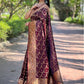 Rajwada Maroon Woven Design Silk Blend Saree With Unstitched Blouse For Women