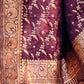 Rajwada Maroon Woven Design Silk Blend Saree With Unstitched Blouse For Women