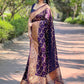 Rajwada Purple Woven Design Silk Blend Saree With Unstitched Blouse For Women