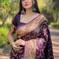 Rajwada Purple Woven Design Silk Blend Saree With Unstitched Blouse For Women