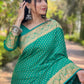 Rajwada Sea Green Woven Design Silk Blend Saree With Unstitched Blouse For Women