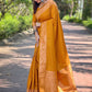 Rajwada Mustard Woven Design Silk Blend Saree With Unstitched Blouse For Women