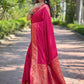 Rajwada Pink Woven Design Silk Blend Saree With Unstitched Blouse For Women