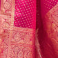 Rajwada Pink Woven Design Silk Blend Saree With Unstitched Blouse For Women