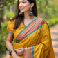 Rajwada Mustard Woven Design Silk Blend Saree With Unstitched Blouse For Women