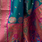 Rajwada Teal Woven Design Silk Blend Saree With Unstitched Blouse For Women