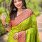 Rajwada Olive Woven Design Silk Blend Saree With Unstitched Blouse For Women