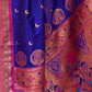 Rajwada Navy Blue Woven Design Silk Blend Saree With Unstitched Blouse For Women
