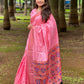 Rajwada Pink Woven Design Silk Blend Saree With Unstitched Blouse For Women