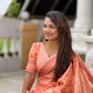 Rajwada Peach Woven Design Silk Blend Saree With Unstitched Blouse For Women