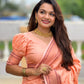 Rajwada Peach Woven Design Silk Blend Saree With Unstitched Blouse For Women