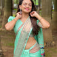 Rajwada Sea Green Woven Design Silk Blend Saree With Unstitched Blouse For Women