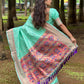 Rajwada Sea Green Woven Design Silk Blend Saree With Unstitched Blouse For Women