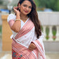 Rajwada White Woven Design Silk Blend Saree With Unstitched Blouse For Women