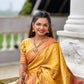 Rajwada Mustard Woven Design Silk Blend Saree With Unstitched Blouse For Women
