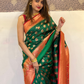 Rajwada Green Woven Design Soft Silk Saree With Unstitched Blouse For Women