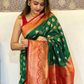 Rajwada Green Woven Design Soft Silk Saree With Unstitched Blouse For Women