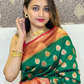 Rajwada Green Woven Design Soft Silk Saree With Unstitched Blouse For Women