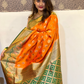 Rajwada Orange Woven Design Soft Silk Saree With Unstitched Blouse For Women