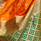Rajwada Orange Woven Design Soft Silk Saree With Unstitched Blouse For Women