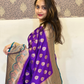 Rajwada Purple Woven Design Soft Silk Saree With Unstitched Blouse For Women
