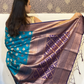 Rajwada Sea Green Woven Design Soft Silk Saree With Unstitched Blouse For Women