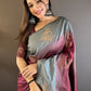 Rajwada Maroon Woven Design Soft Silk Saree With Unstitched Blouse For Women