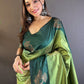 Rajwada Olive Woven Design Soft Silk Saree With Unstitched Blouse For Women